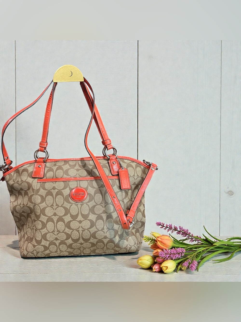 Coach Peyton Signature Large Shoulder Tote Bag